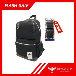 BP WORLD กระเป๋าเป้ รุ่น P022 สีดำ แถม 67336 สายรัดสีดำ